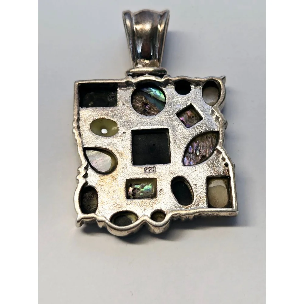 Vintage multi stones 925 sterling pendant